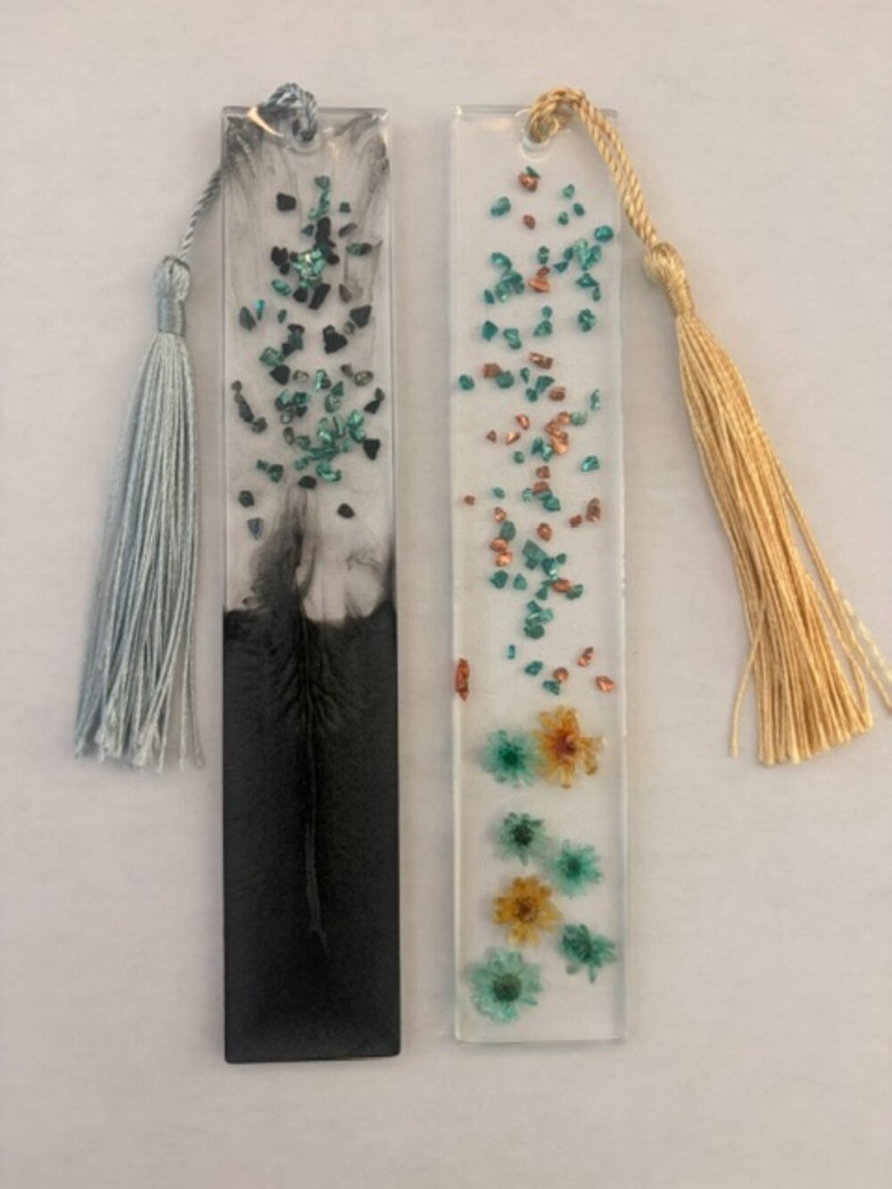 Handcrafted Resin Bookmarks with Tassels – Set of 2